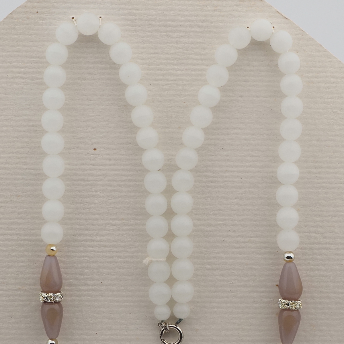 Vintage Czech necklace opaline round teardrop glass beads 