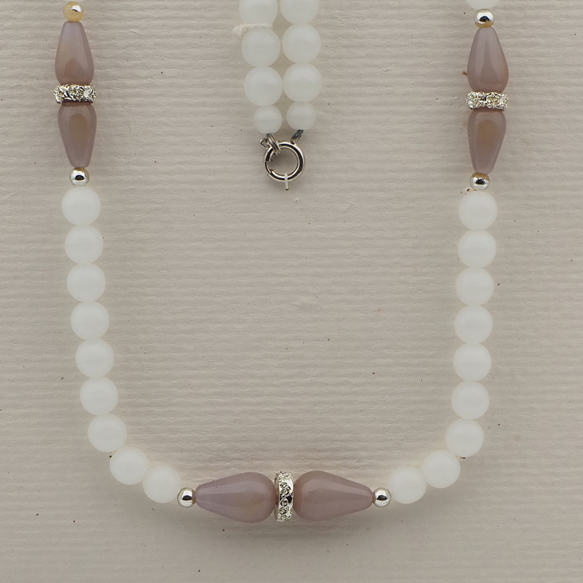 Vintage Czech necklace opaline round teardrop glass beads 