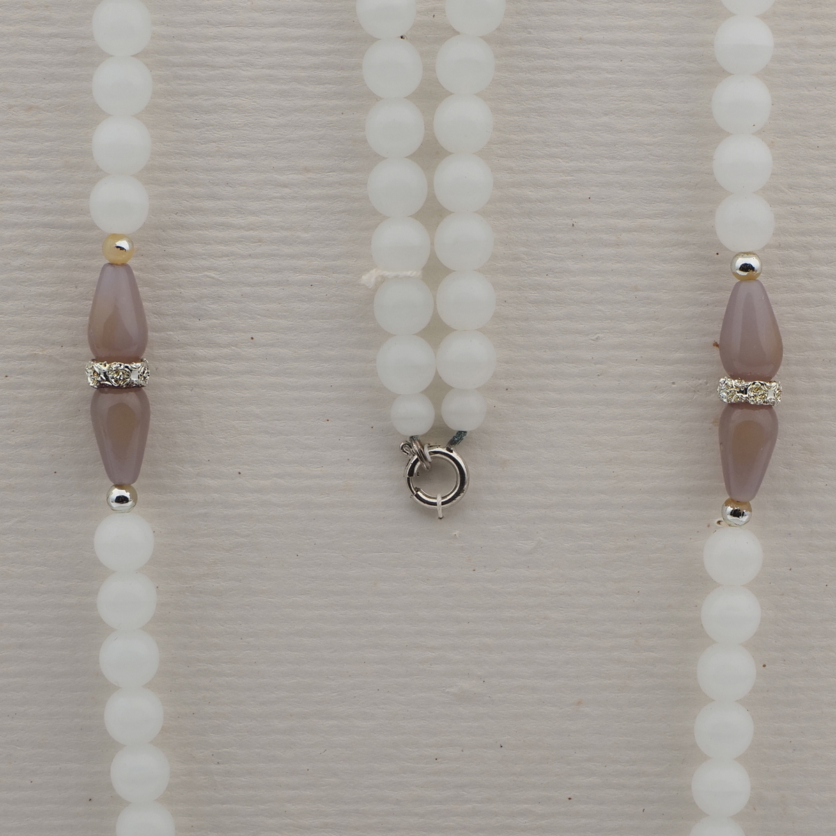 Vintage Czech necklace opaline round teardrop glass beads 