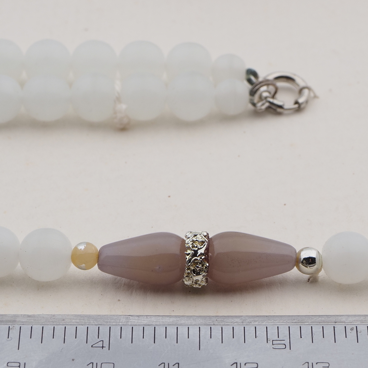 Vintage Czech necklace opaline round teardrop glass beads 
