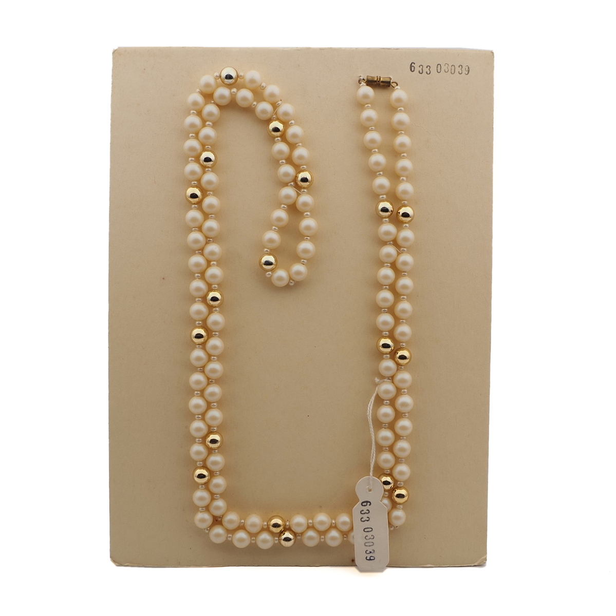 Long vintage Czech necklace pearl glass beads 40"