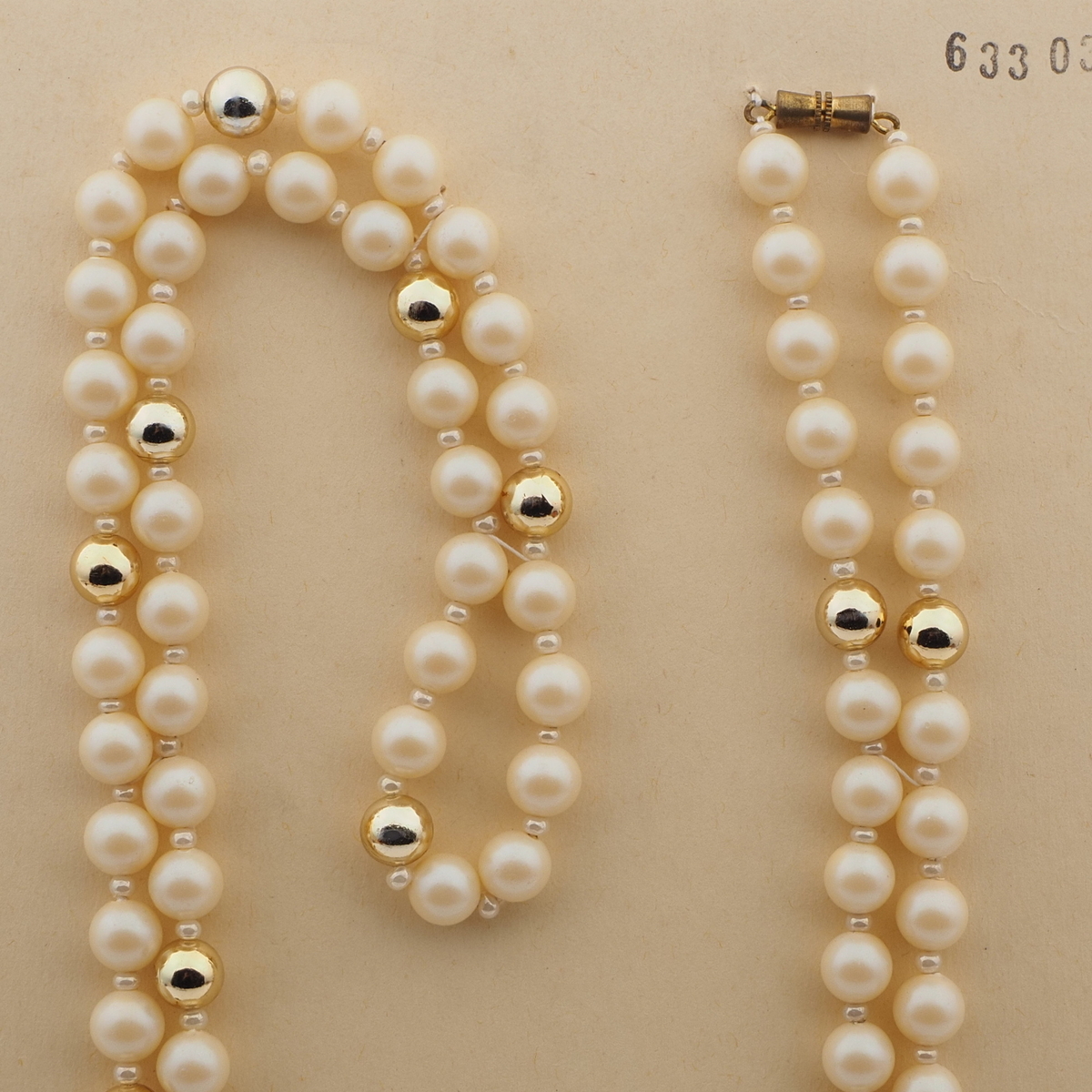 Long vintage Czech necklace pearl glass beads 40"