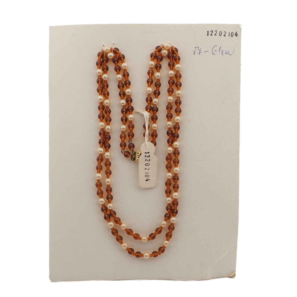 Vintage Czech 2 strand necklace topaz pearl glass beads 
