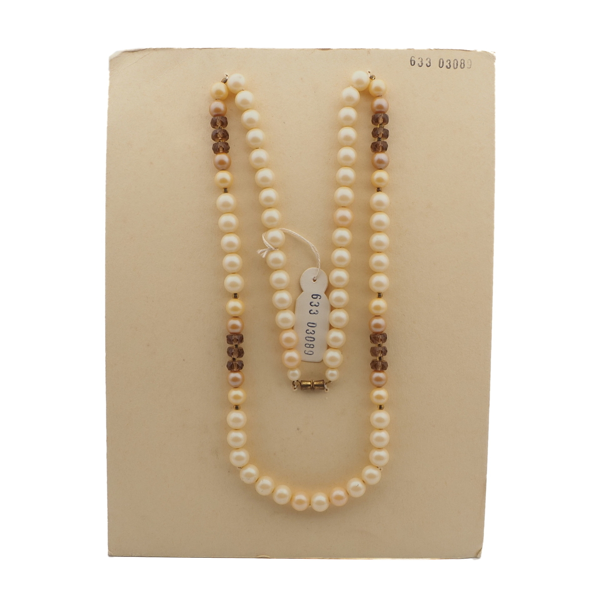 Vintage Czech necklace pastel pearl smoky faceted glass beads 