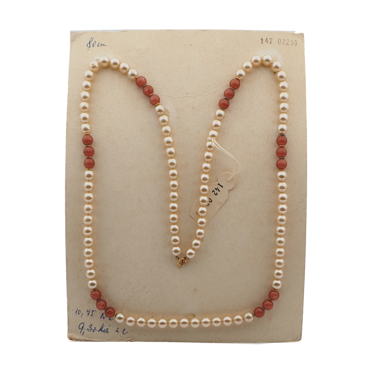 Vintage Czech necklace pearl pink opaline spatter glass beads 