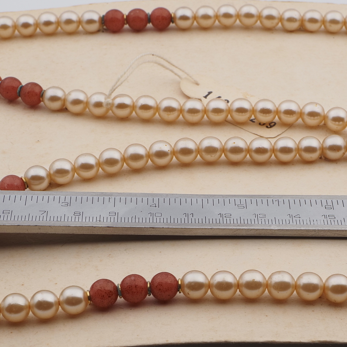 Vintage Czech necklace pearl pink opaline spatter glass beads 