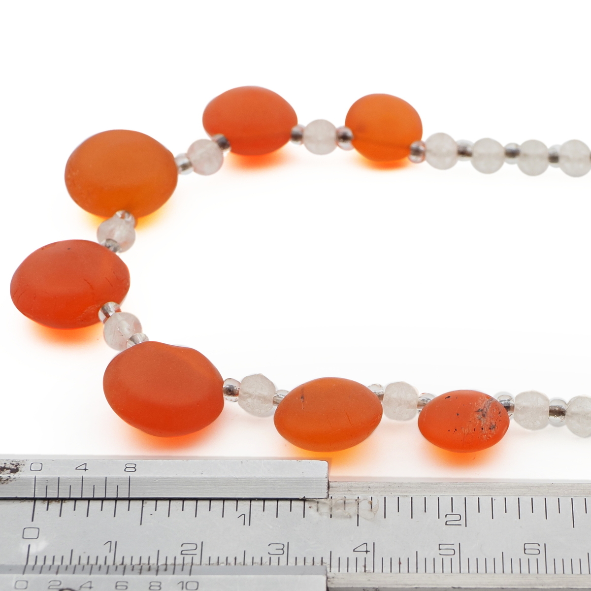 Vintage Czech necklace frost orange pendant glass beads 