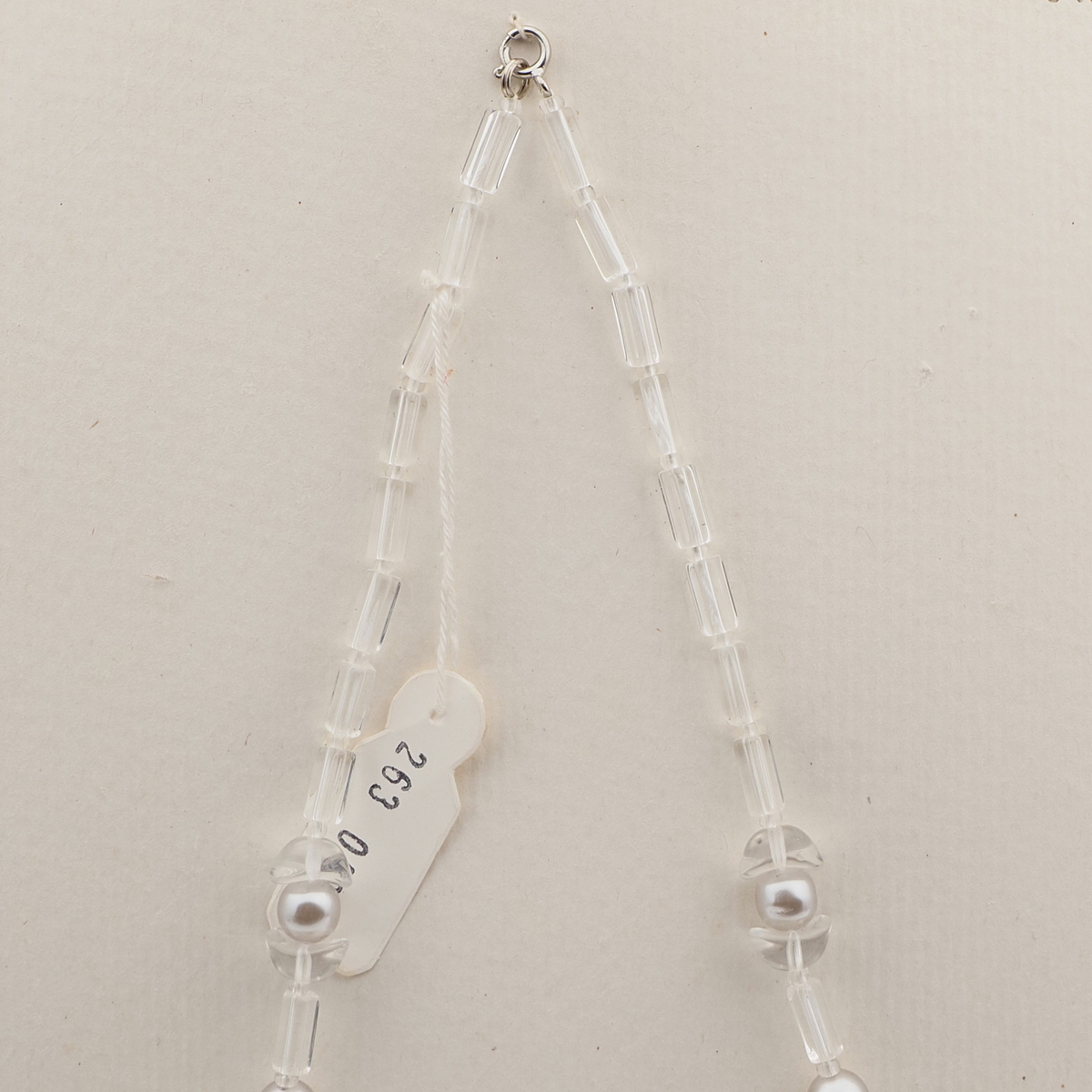 Vintage Czech necklace clear metallic pearl glass beads