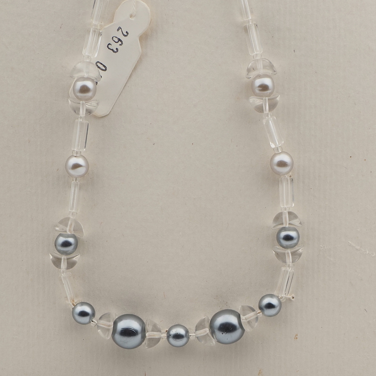 Vintage Czech necklace clear metallic pearl glass beads