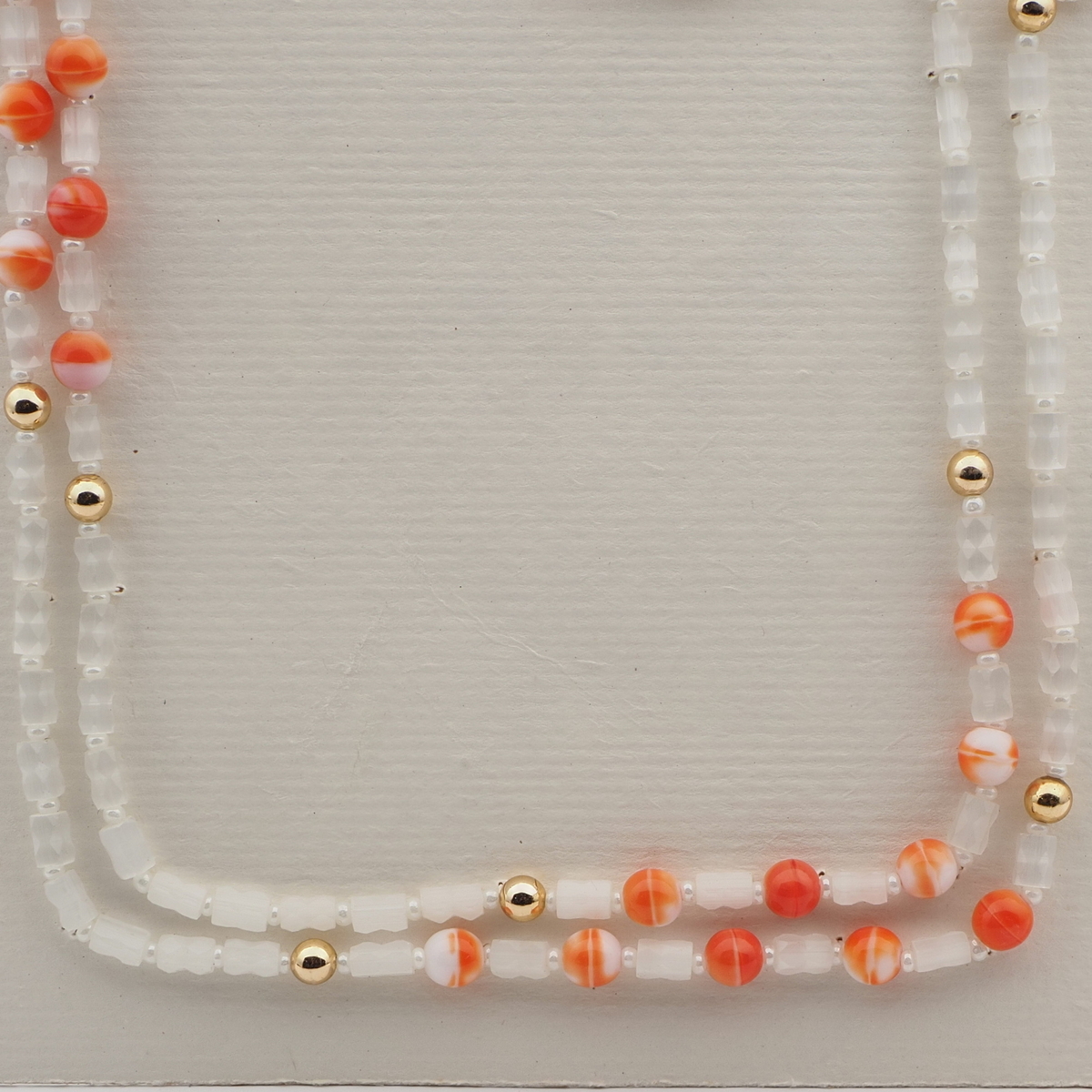 Long vintage Czech necklace satin atlas bicolor glass beads 44"