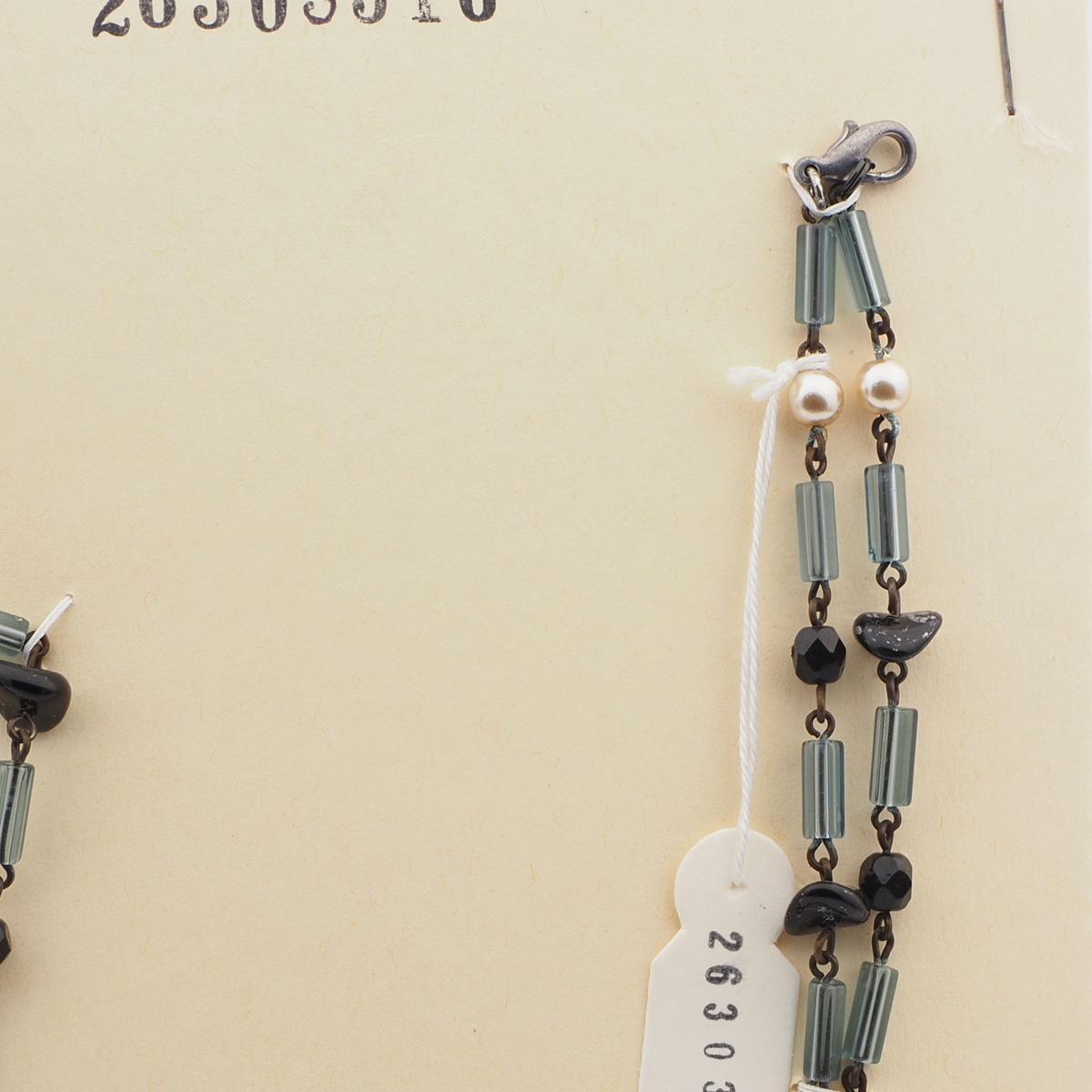 Vintage Czech link necklace black pearl pentagon glass beads 