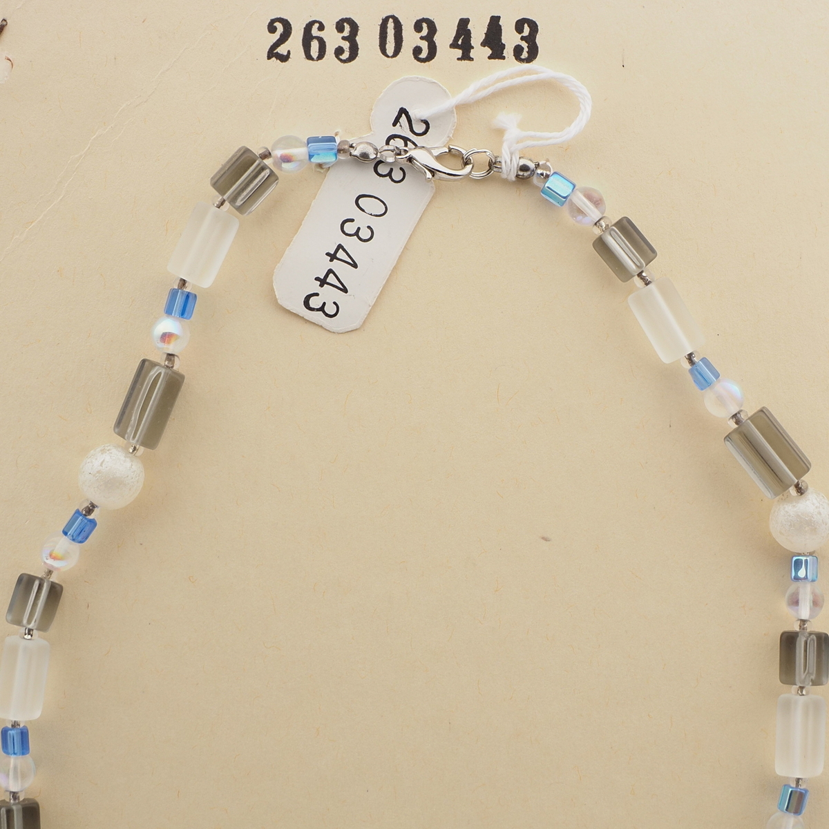 Vintage Czech necklace AB blue crackle frost glass beads