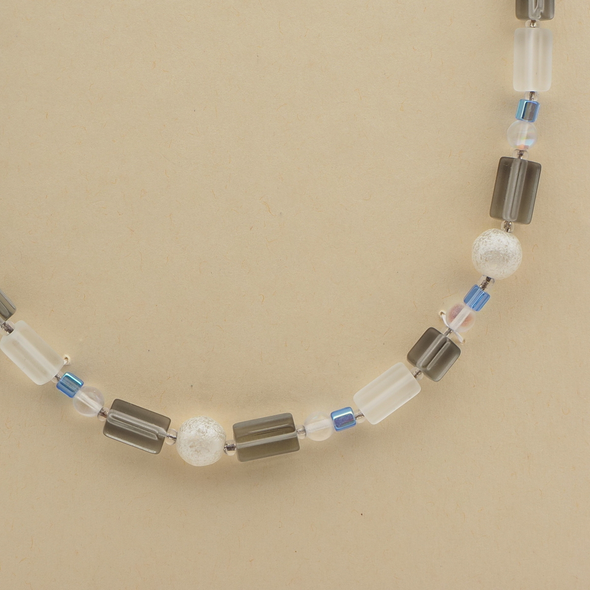 Vintage Czech necklace AB blue crackle frost glass beads