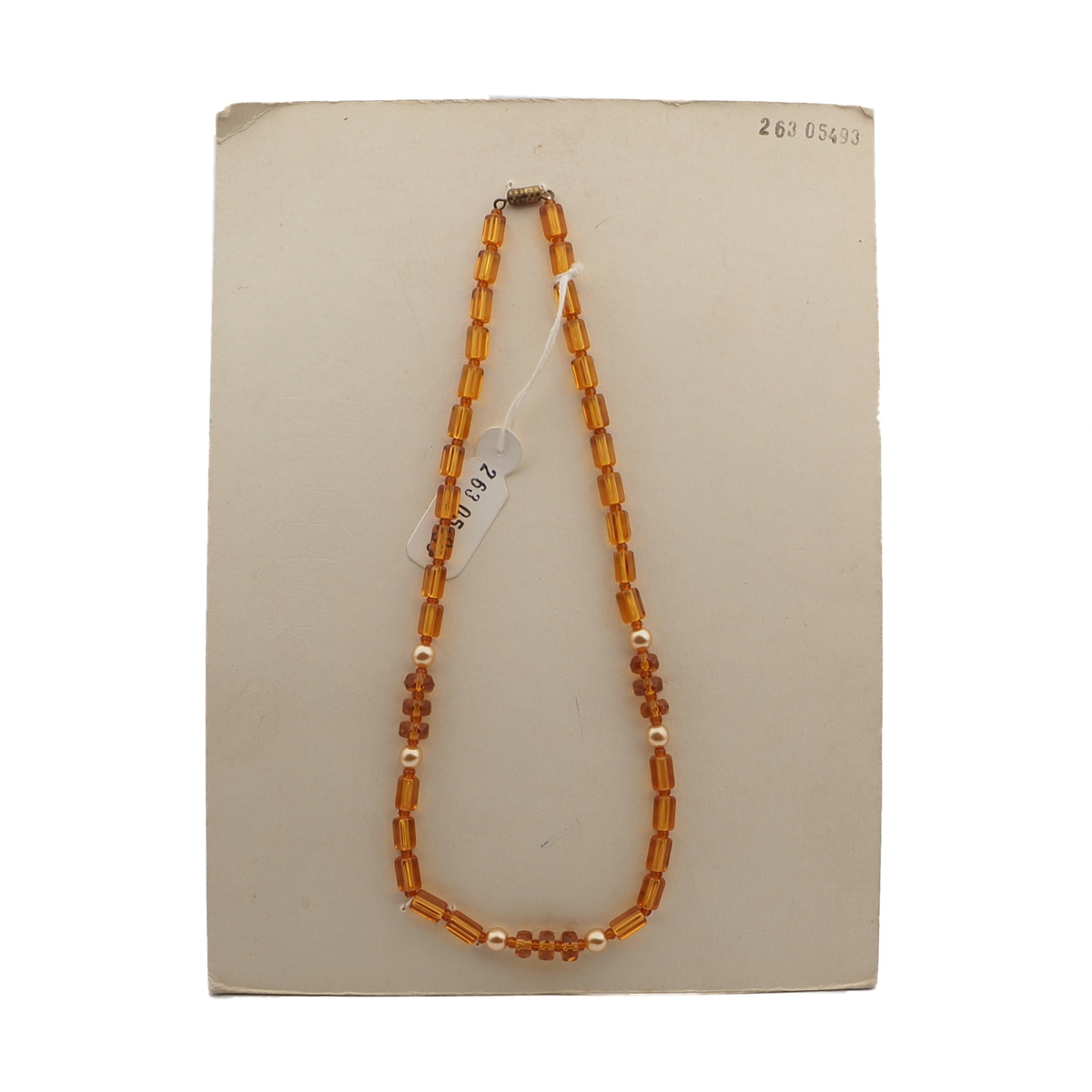 Vintage Czech necklace pearl topaz glass beads 