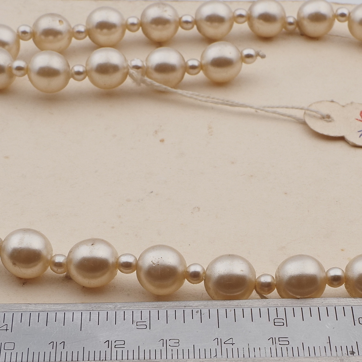 Vintage Czech necklace pearl glass beads rhinestone clasp for repair