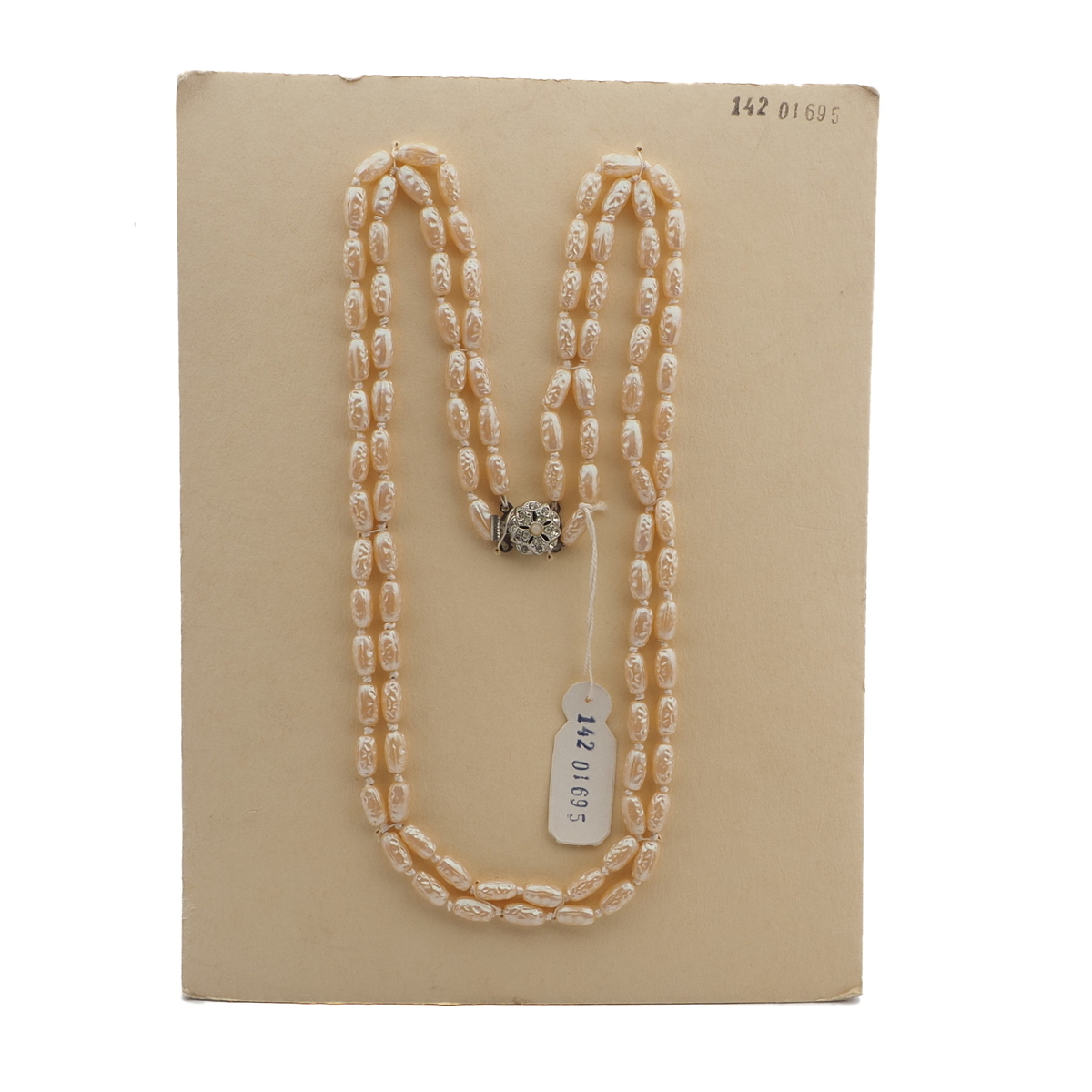 Vintage Czech 2 strand knotted necklace pearl dimple glass beads 