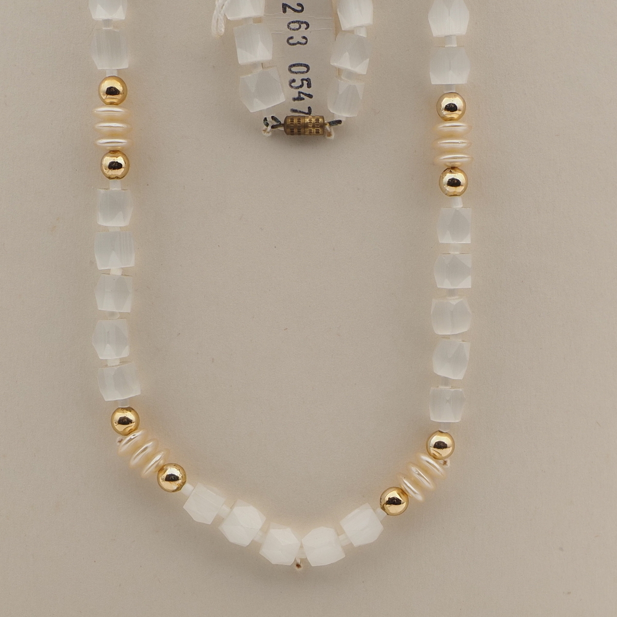 Vintage Czech necklace satin atlas pearl glass beads 