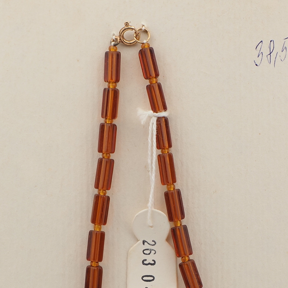 Vintage Czech necklace topaz beige glass beads