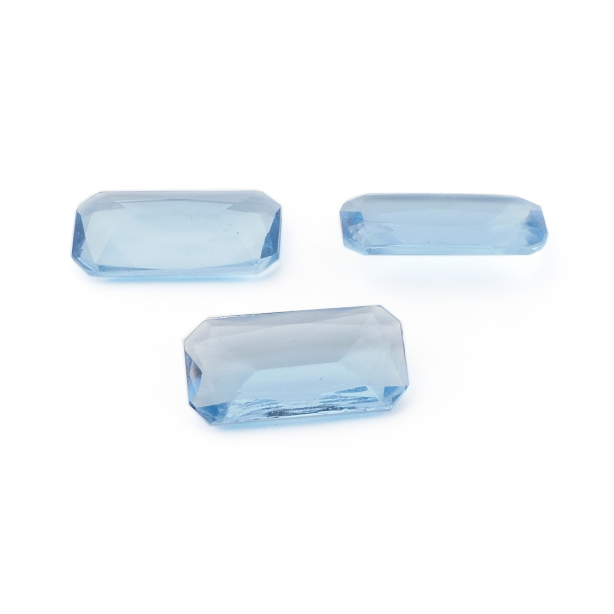 Lot (3) large Czech vintage octagon rectangle blue glass rhinestones 20x10mm