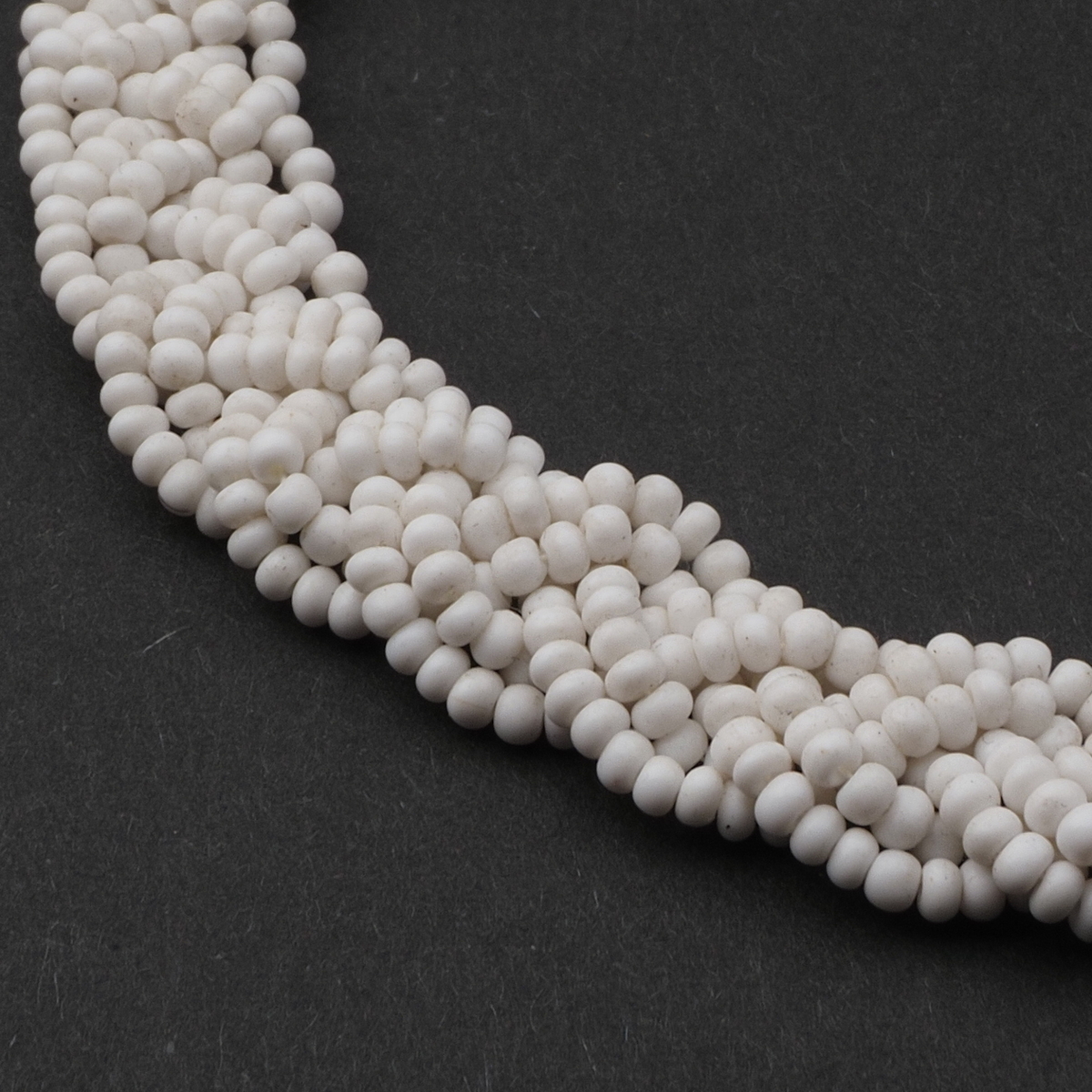 Vintage Czech plaited white seed glass bead necklace 16"