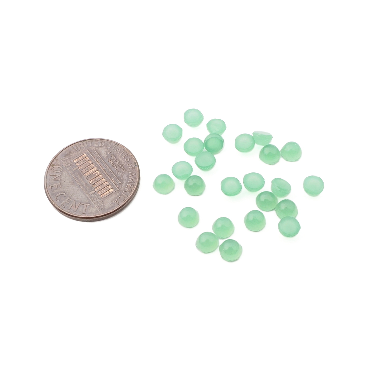 Lot (24) Czech vintage chalcedony green opaline glass cabochons 4mm
