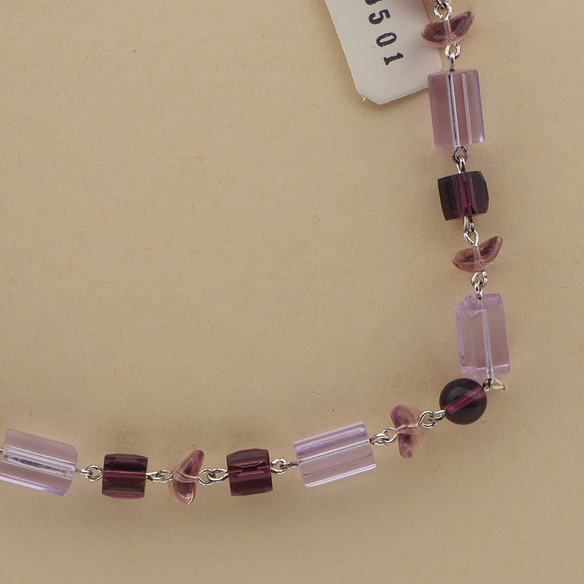 Vintage Czech link necklace blue glass beads 