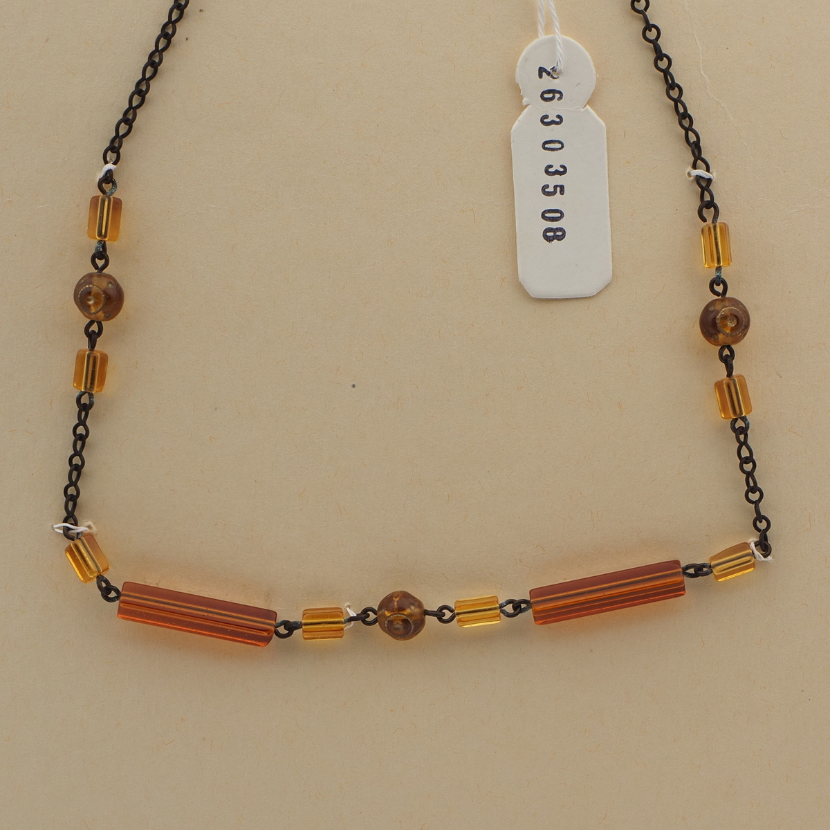 Vintage Czech link necklace topaz glass beads 