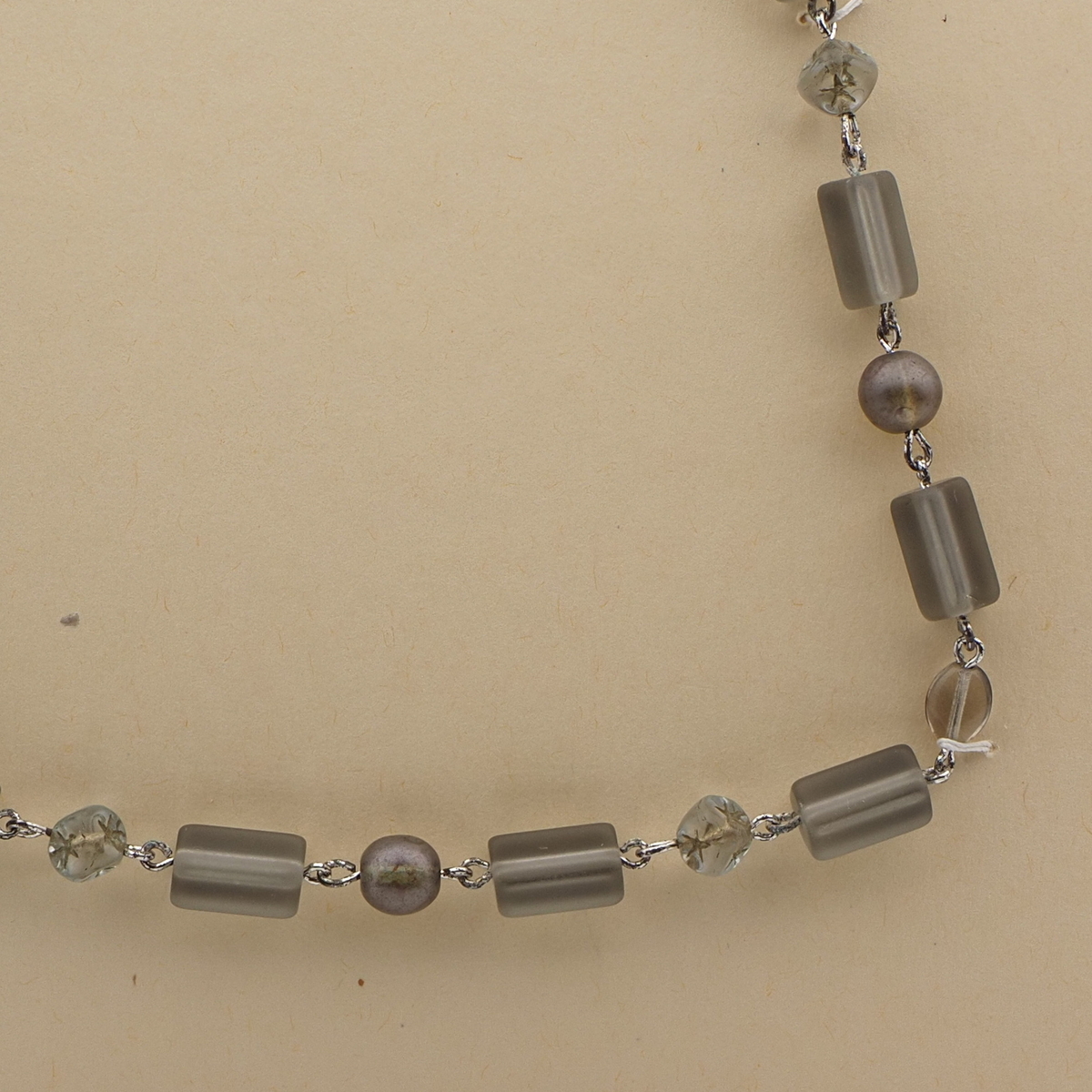 Vintage Czech link necklace frost lustre cube star glass beads 
