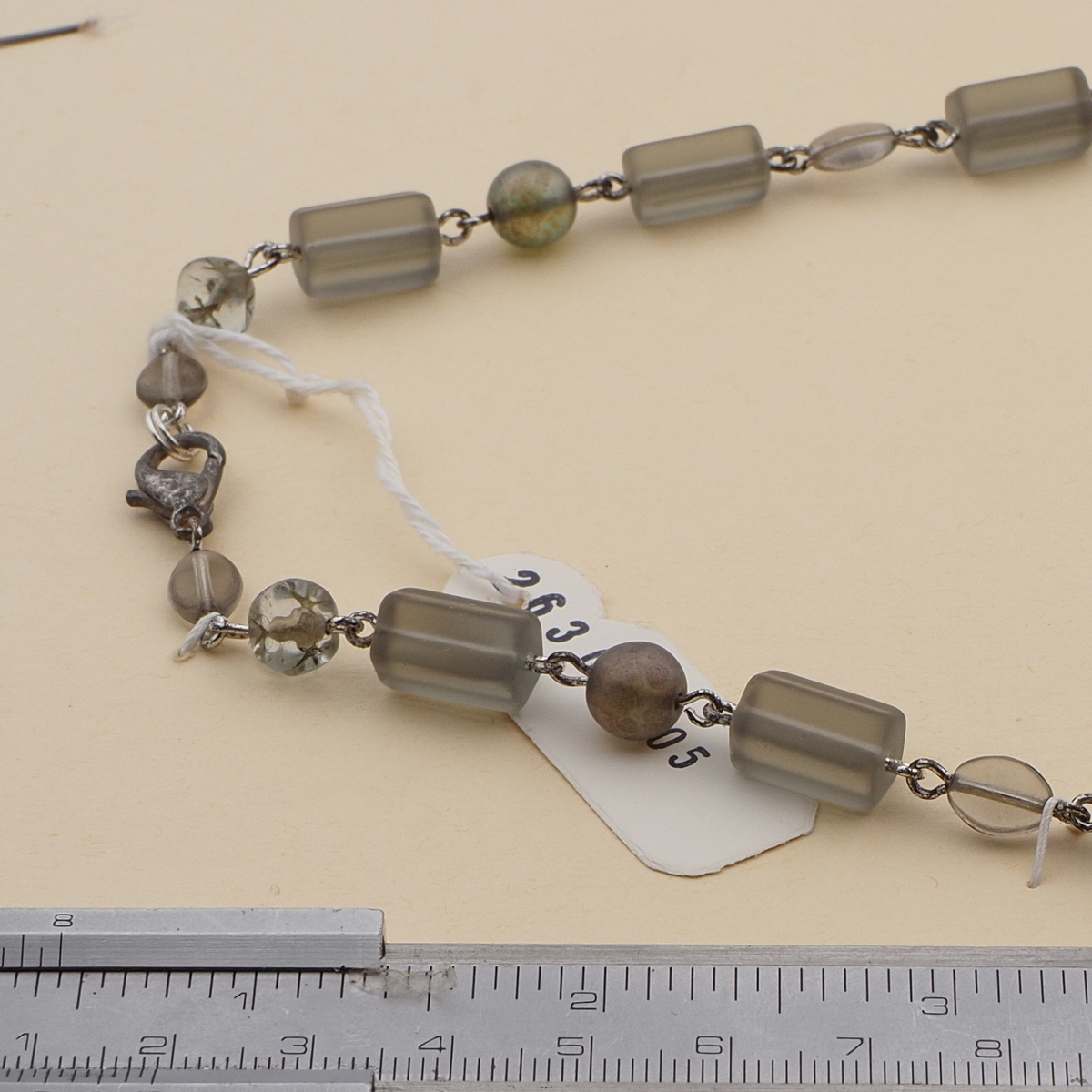 Vintage Czech link necklace frost lustre cube star glass beads 