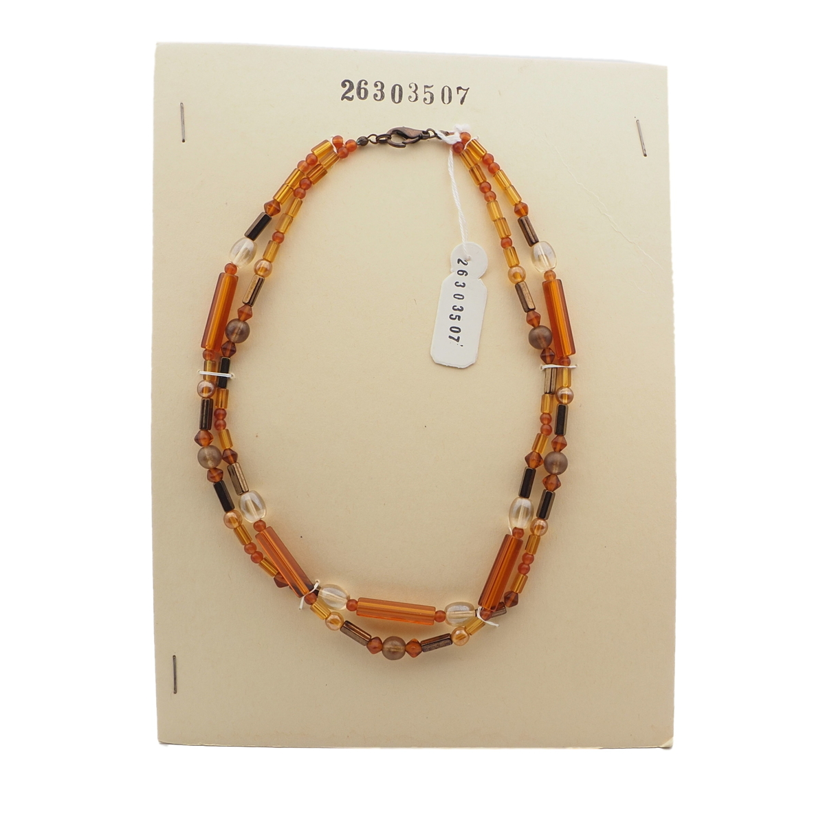 Vintage Czech 2 strand necklace topaz metallic lustre glass beads 
