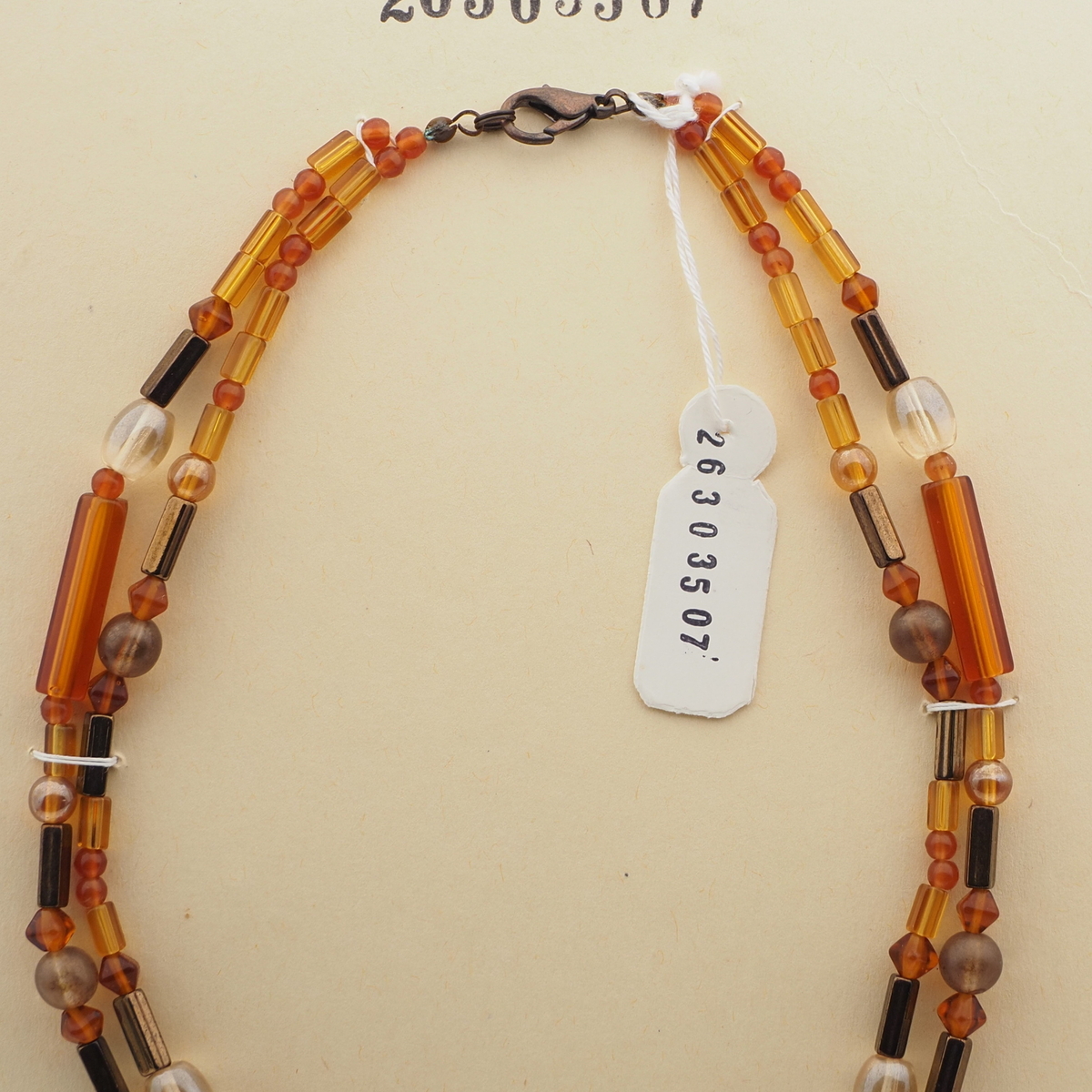 Vintage Czech 2 strand necklace topaz metallic lustre glass beads 