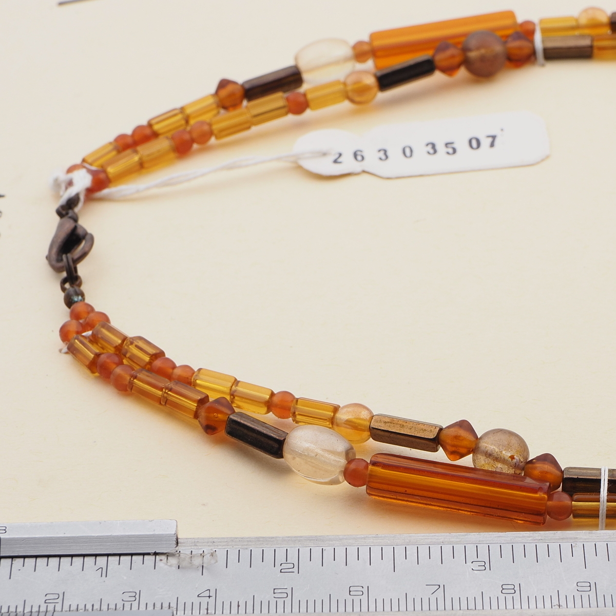 Vintage Czech 2 strand necklace topaz metallic lustre glass beads 