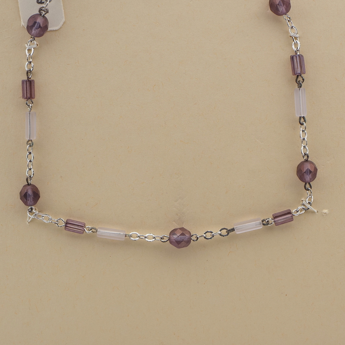 Vintage Czech link necklace purple blue glass beads 