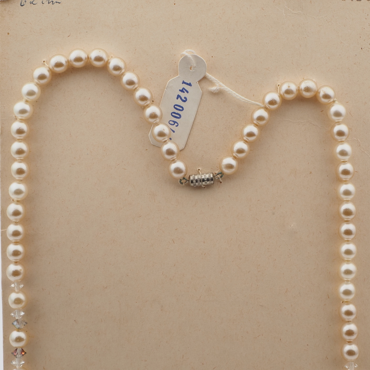 Vintage Czech necklace pearl clear glass beads 24"