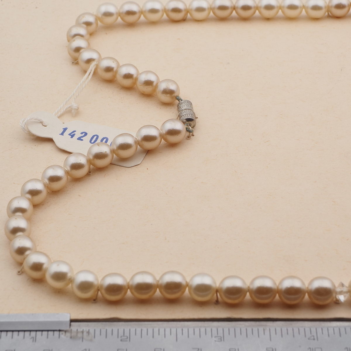 Vintage Czech necklace pearl clear glass beads 24"