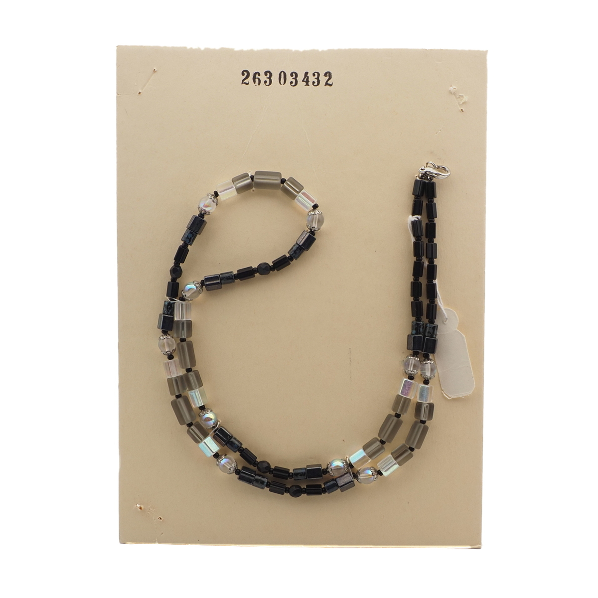 Vintage Czech necklace frost lustre marble black glass beads 