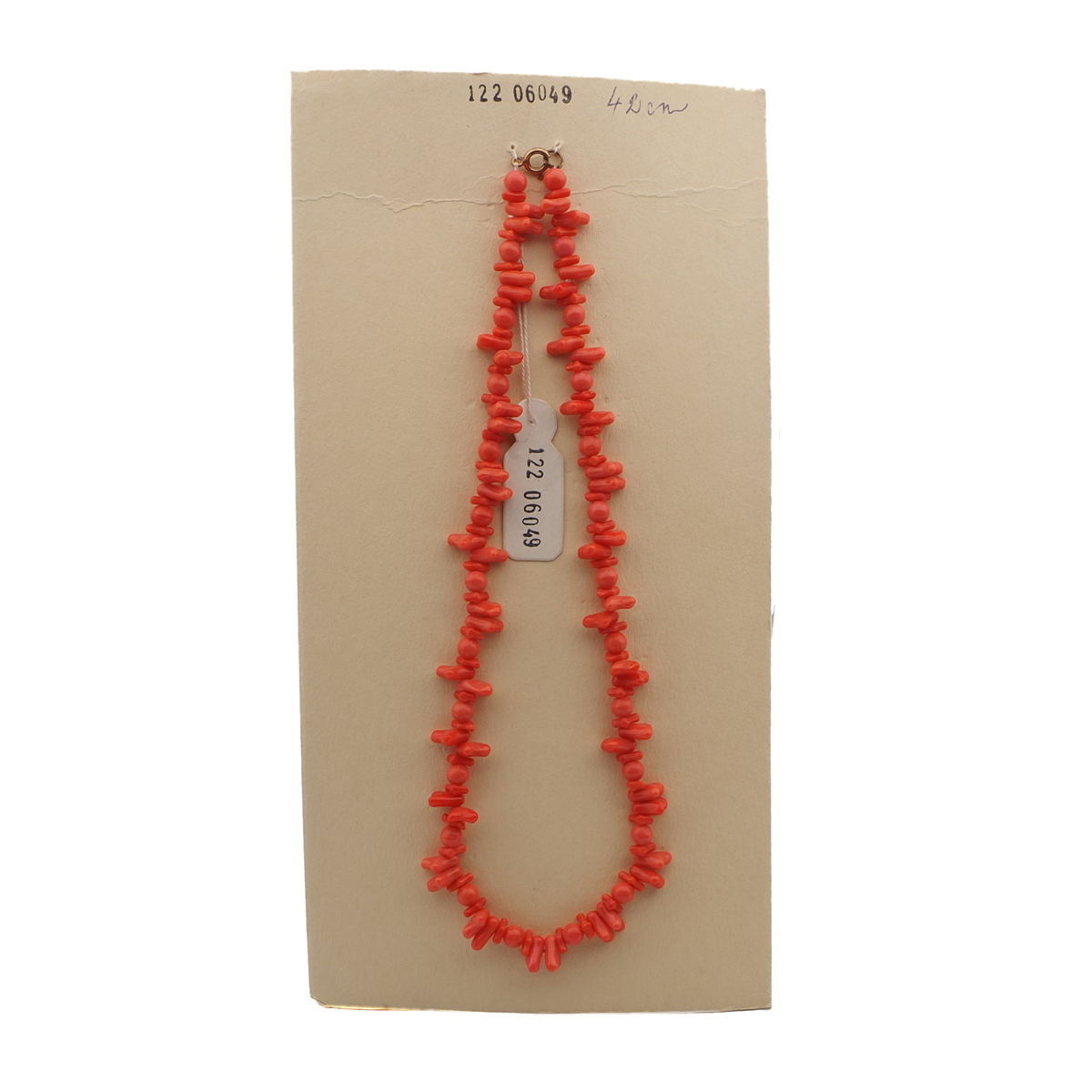 Vintage Czech necklace coral orange glass beads 16" 