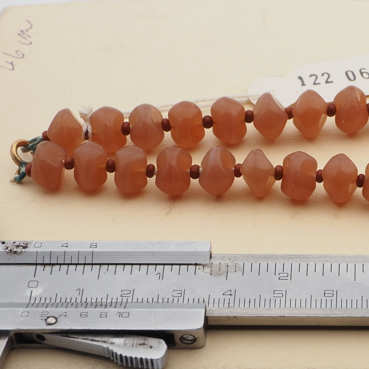 Vintage Czech necklace topaz opaline nugget glass beads 18"