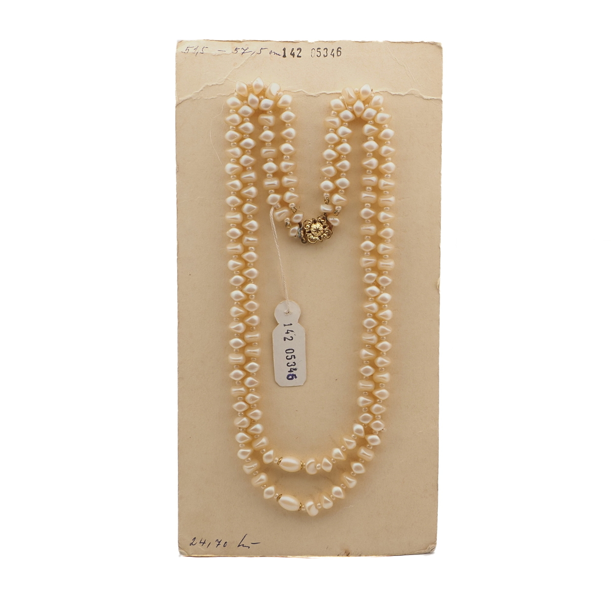 Vintage Czech 2 strand necklace pearl glass beads 18"