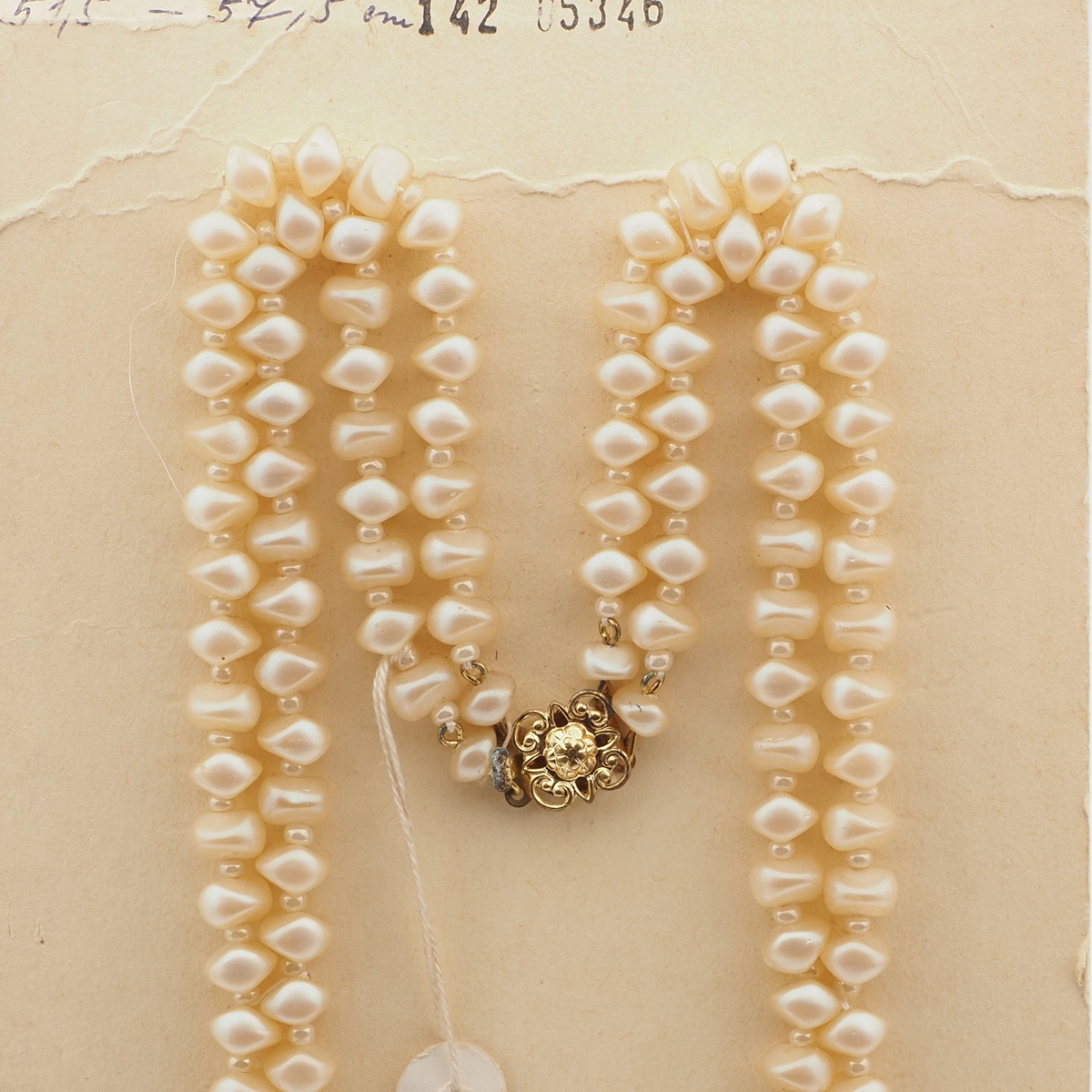 Vintage Czech 2 strand necklace pearl glass beads 18"
