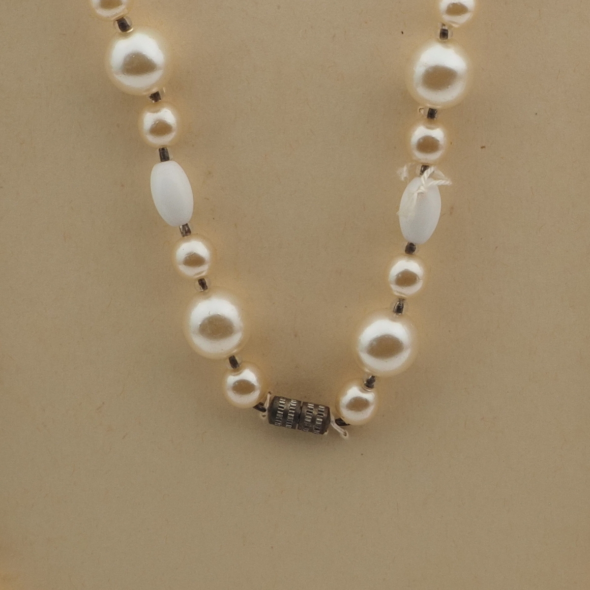 Vintage Czech necklace pearl white glass beads 
