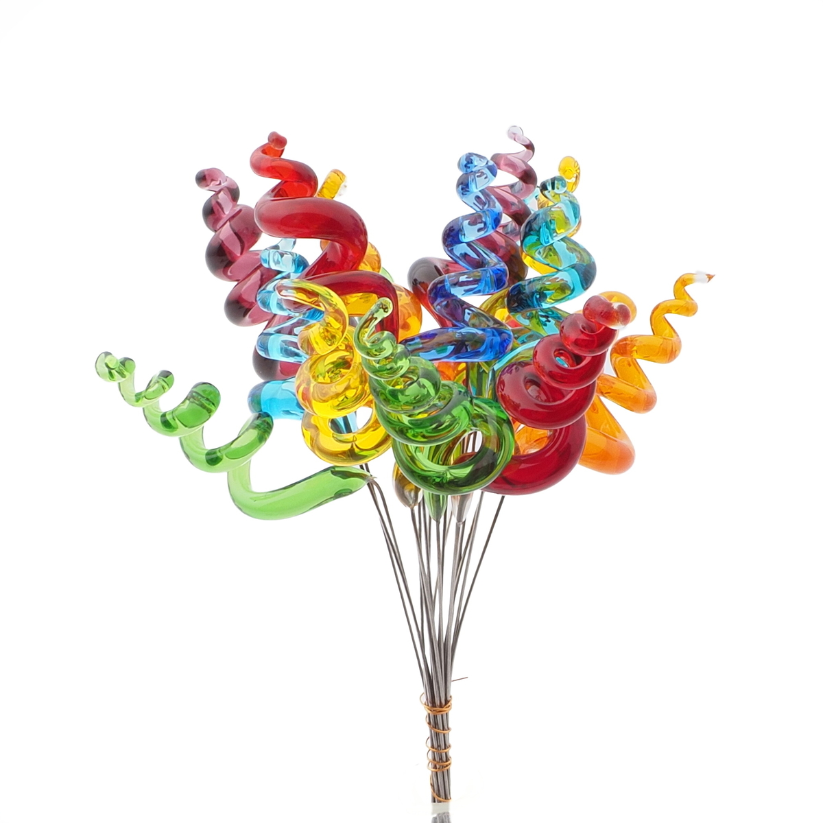 Lot (17) Czech lampwork glass twist flower part headpin beads