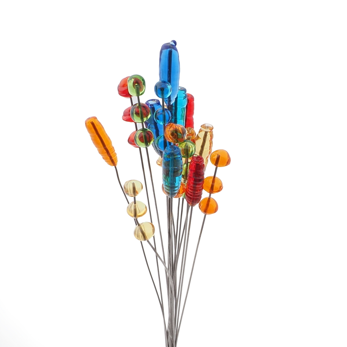 Lot (17) Czech lampwork glass flower part stamen stigma headpin beads