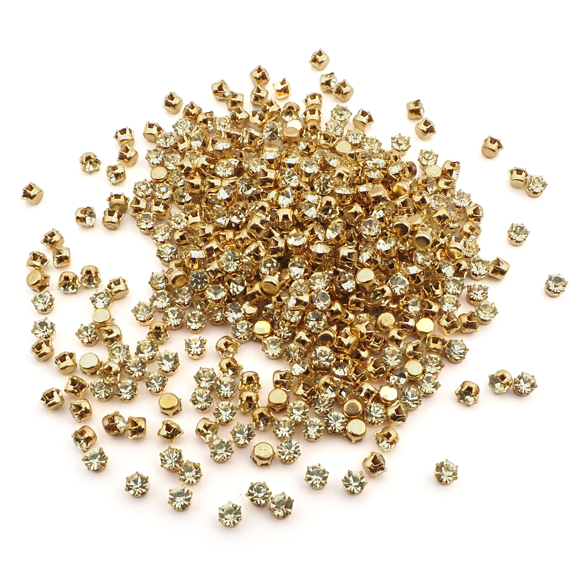 Jonquille yellow glue soldering round Montee 4 mm lot 364 pcs vintage faceted rhinestones Preciosa fancy chaton stones