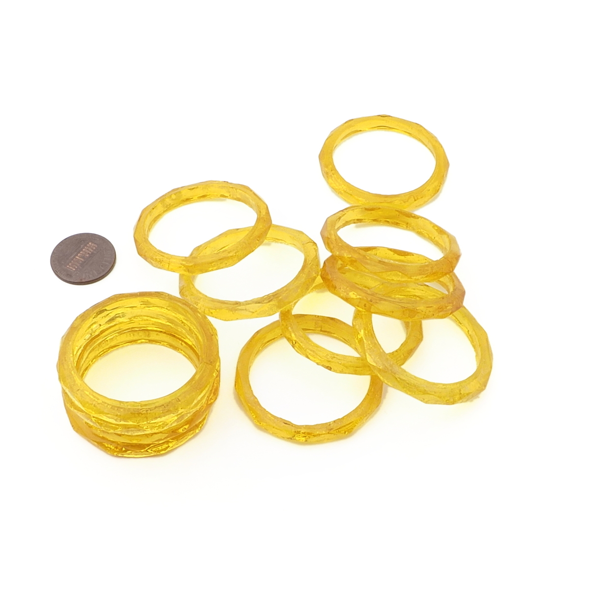 Lot (12) antique Czech golden yellow faceted mini glass bangles napkin rings