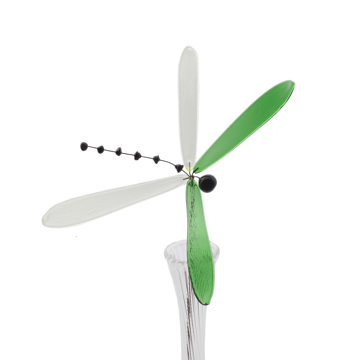 Czech lampwork uranium geen glass bead dragonfly stem ornament