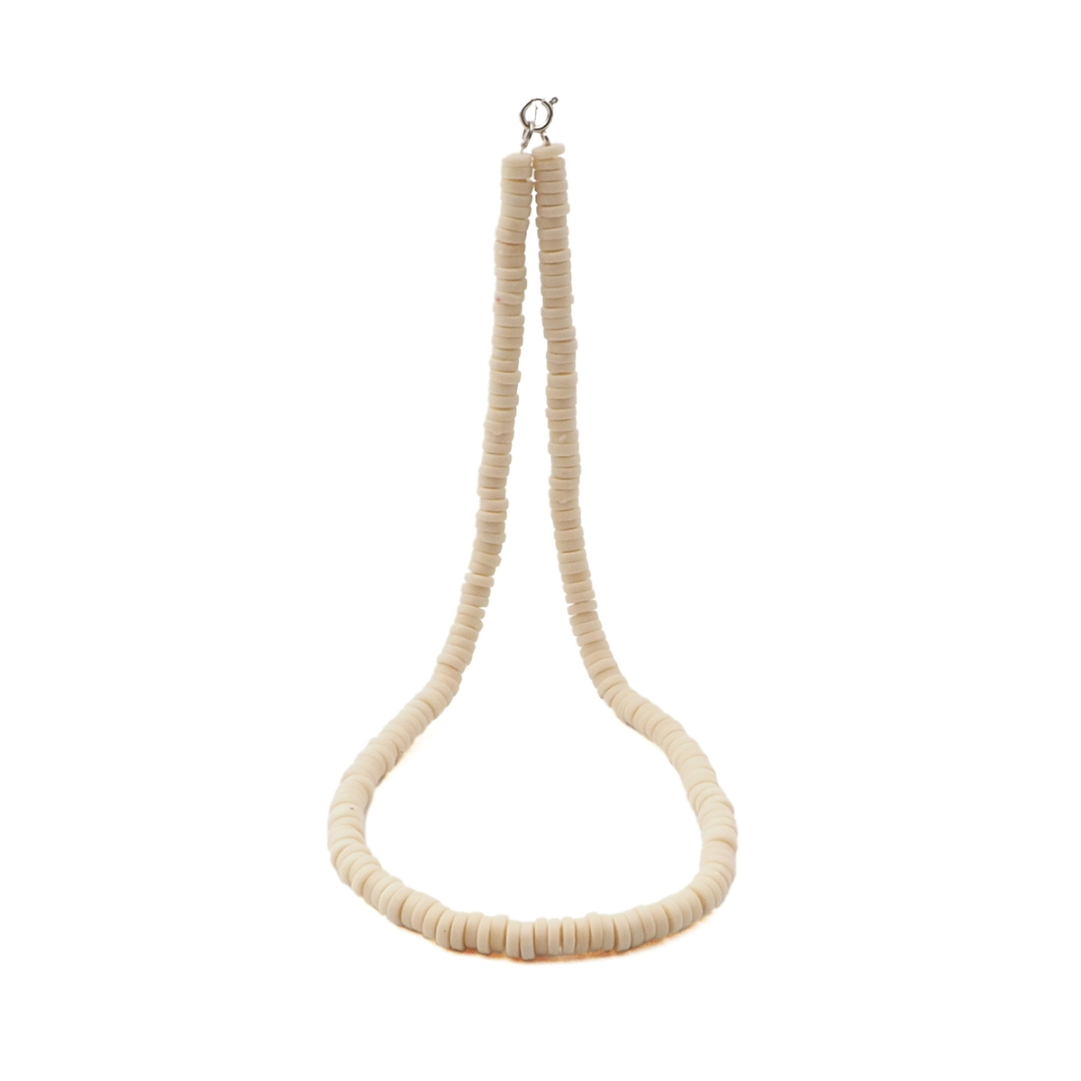 Vintage Czech necklace cream rondelle trade glass beads 16"