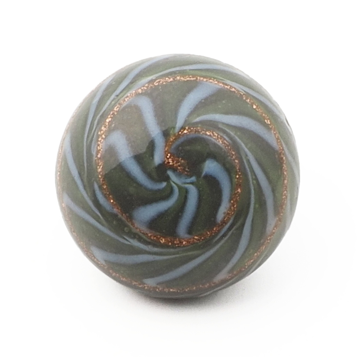 Antique Czech aventurine gold white spiral swirl micro lampwork glass button 13mm