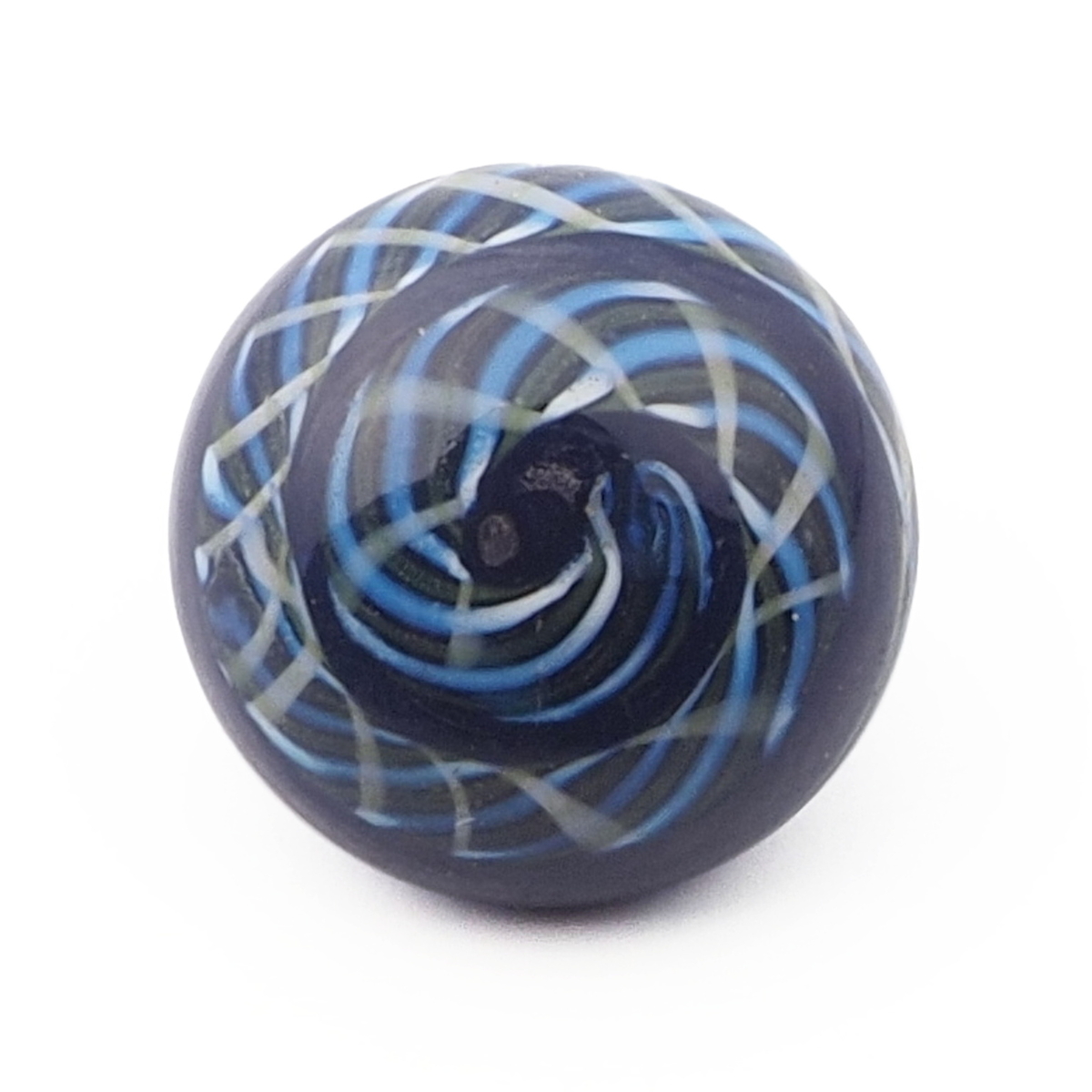 Antique Czech blue white filigree spiral micro lampwork glass button 13mm