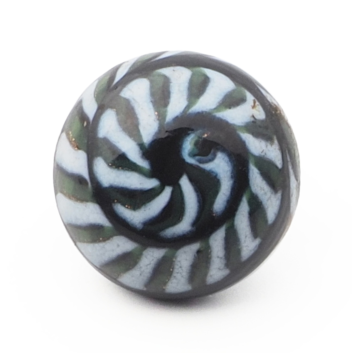 Antique Czech multicolor spiral micro lampwork glass button 13mm